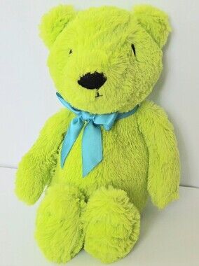 THE CHILDRENS PLACE BRIGHT GREEN PLUSH TEDDY BEAR 12" STUFFED ANIMAL
